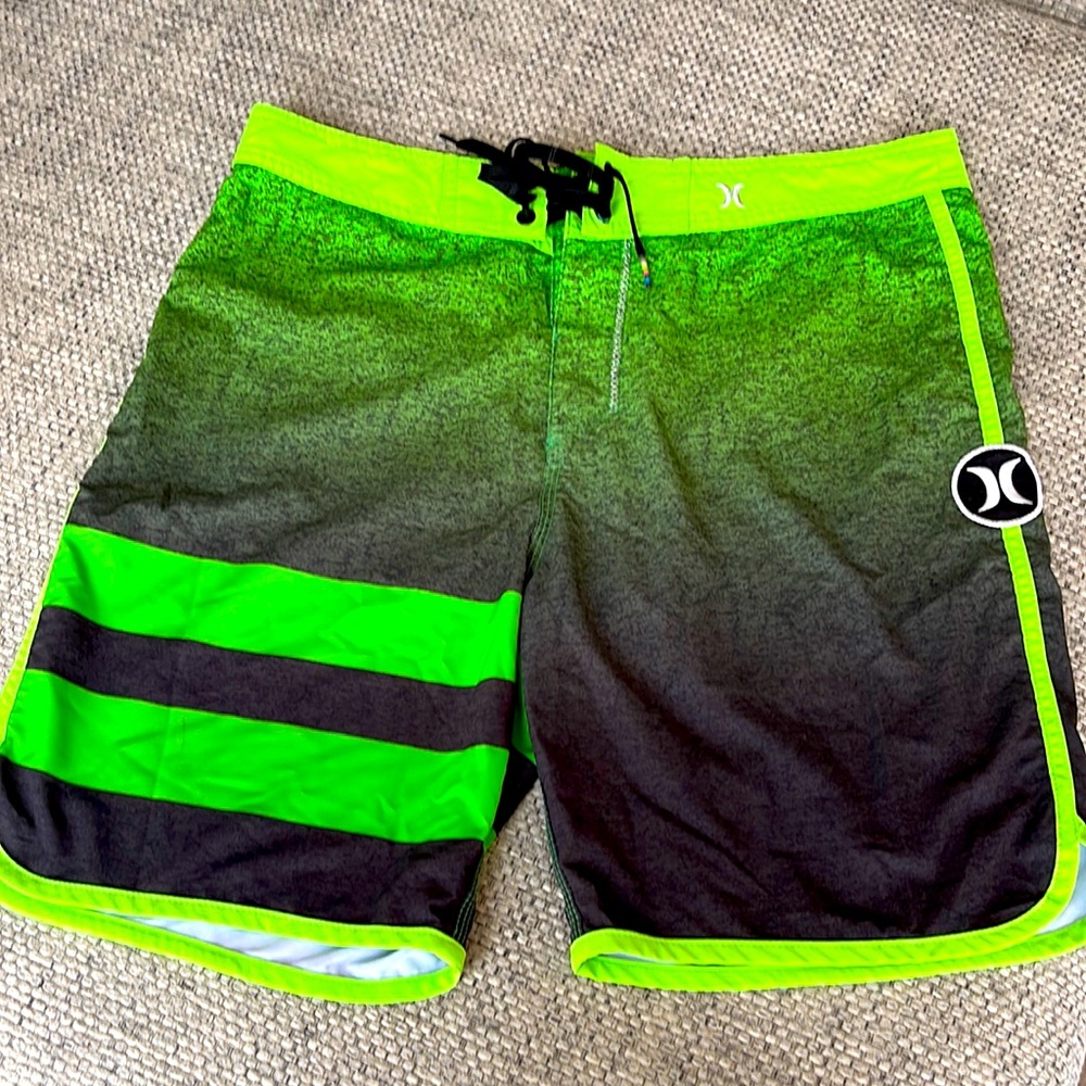 COPY - (32) Hurley Phantom Green and Black Board Shorts